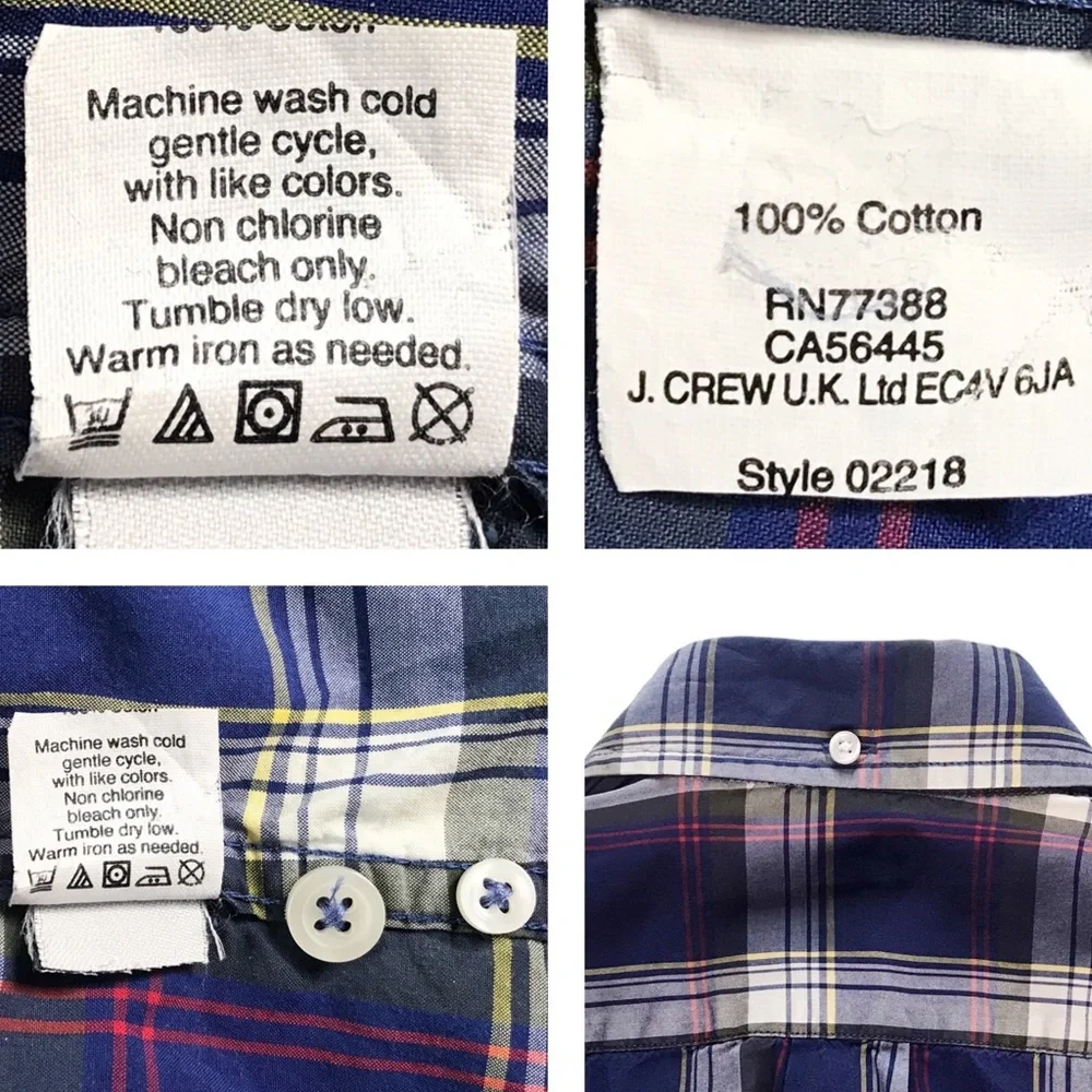 J. CREW Preppy Tartan Plaid Cotton Shirt S Button Down Collar Long Sleeves Men’s